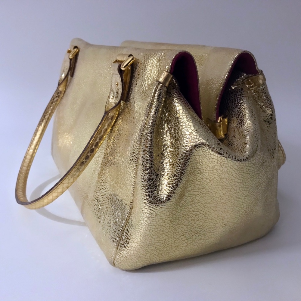 Kate spade gold metallic large satchel bag